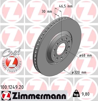 ## DISC FRANA (LIVRABIL NUMAI PERECHE): ZIMMERMANN - 100.1249.20