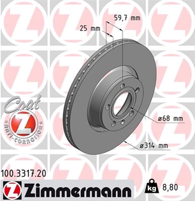 ## DISC FRANA (LIVRABIL NUMAI PERECHE): ZIMMERMANN - 100.3317.20