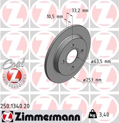 ## DISC FRANA (LIVRABIL NUMAI PERECHE): ZIMMERMANN - 250.1340.20