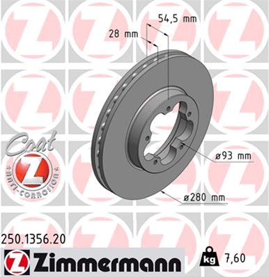 ## DISC FRANA (LIVRABIL NUMAI PERECHE): ZIMMERMANN - 250.1356.20