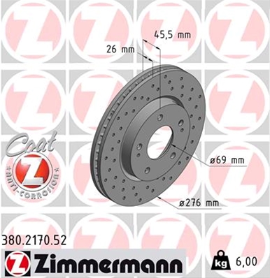 ## DISC FRANA (LIVRABIL NUMAI PERECHE): ZIMMERMANN - 380.2170.52