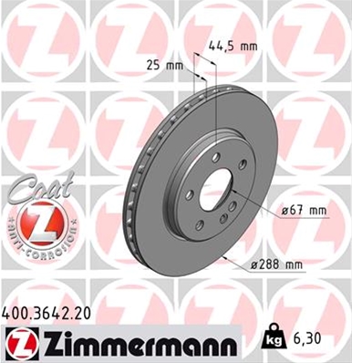 ## DISC FRANA (LIVRABIL NUMAI PERECHE): ZIMMERMANN - 400.3642.20