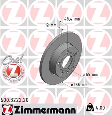 ## DISC FRANA (LIVRABIL NUMAI PERECHE): ZIMMERMANN - 600.3222.20