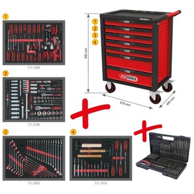 *FD CARUCIOR DE ATELIER RACINGLINE NEGRU/ROSU 7 SERTARE 515 UNELTE: KS TOOLS - 826.7515