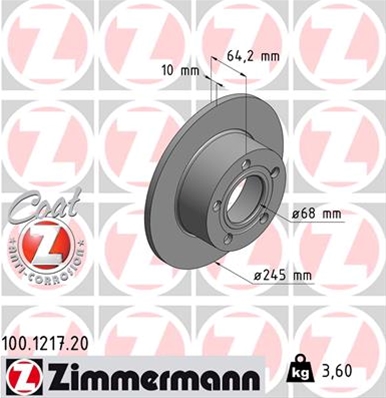 ## DISC FRANA (LIVRABIL NUMAI PERECHE) - ZIMMERMANN COATED Z: ZIMMERMANN - 100.1217.20