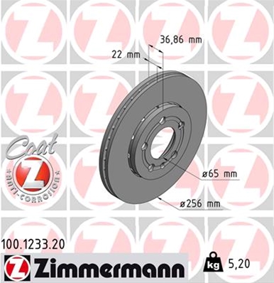 ## DISC FRANA(LIVRABIL NUMAI PERECHE ): ZIMMERMANN - 100.1233.20