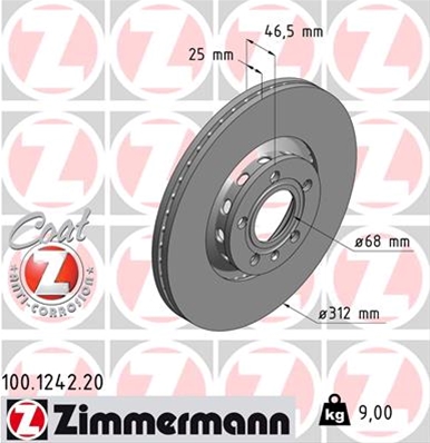 ## DISC FRANA (LIVRABIL NUMAI PERECHE): ZIMMERMANN - 100.1242.20