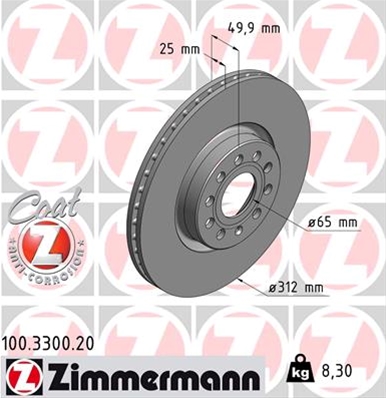 ## DISC FRANA (LIVRABIL NUMAI PERECHE): ZIMMERMANN - 100.3300.20