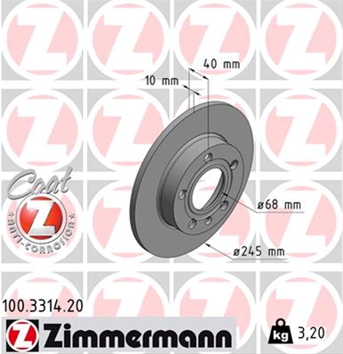 ## DISC FRANA (LIVRABIL NUMAI PERECHE): ZIMMERMANN - 100.3314.20
