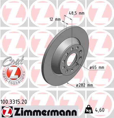 ## DISC FRANA (LIVRABIL NUMAI PERECHE): ZIMMERMANN - 100.3315.20
