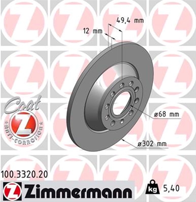 ## DISC FRANA (LIVRABIL NUMAI PERECHE): ZIMMERMANN - 100.3320.20
