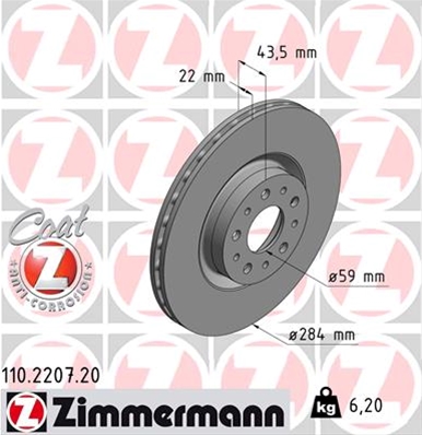 ## DISC FRANA (LIVRABIL NUMAI PERECHE): ZIMMERMANN - 110.2207.20