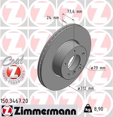 ## DISC FRANA (LIVRABIL NUMAI PERECHE): ZIMMERMANN - 150.3467.20