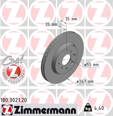 ## DISC FRANA (LIVRABIL NUMAI PERECHE): ZIMMERMANN - 180.3021.20