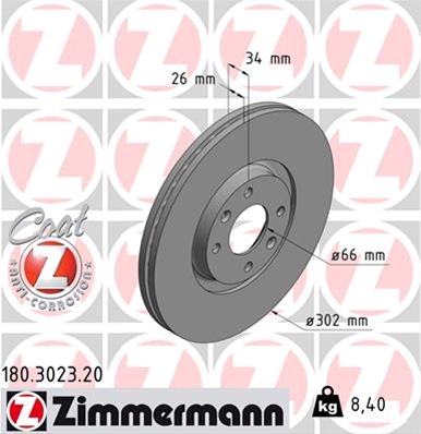 ## DISC FRANA (LIVRABIL NUMAI PERECHE): ZIMMERMANN - 180.3023.20
