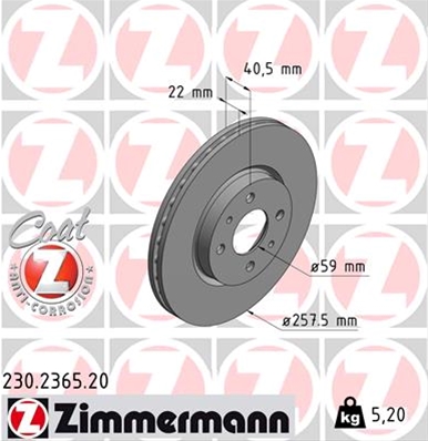 ## DISC FRANA (LIVRABIL NUMAI PERECHE): ZIMMERMANN - 230.2365.20