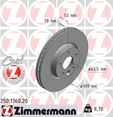 ## DISC FRANA (LIVRABIL NUMAI PERECHE): ZIMMERMANN - 250.1360.20