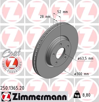 ## DISC FRANA (LIVRABIL NUMAI PERECHE): ZIMMERMANN - 250.1365.20