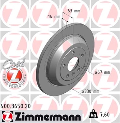 ## DISC FRANA (LIVRABIL NUMAI PERECHE): ZIMMERMANN - 400.3650.20
