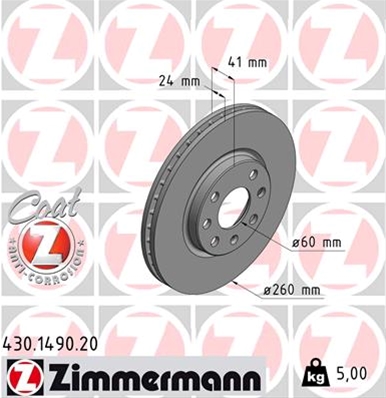 ## DISC FRANA (LIVRABIL NUMAI PERECHE): ZIMMERMANN - 430.1490.20