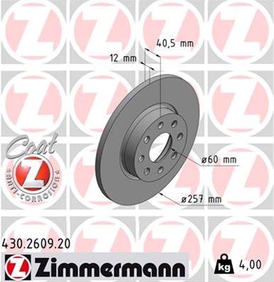 ## DISC FRANA (LIVRABIL NUMAI PERECHE): ZIMMERMANN - 430.2609.20