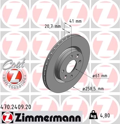 ## DISC FRANA (LIVRABIL NUMAI PERECHE): ZIMMERMANN - 470.2409.20