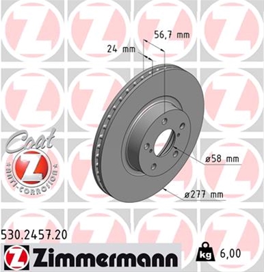 ## DISC FRANA (LIVRABIL NUMAI PERECHE): ZIMMERMANN - 530.2457.20