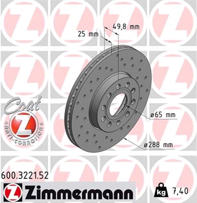 ## DISC FRANA (LIVRABIL NUMAI PERECHE): ZIMMERMANN - 600.3221.52