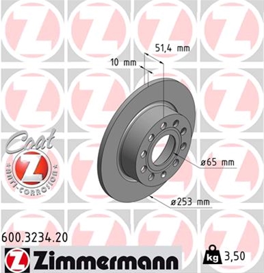 ## DISC FRANA (LIVRABIL NUMAI PERECHE): ZIMMERMANN - 600.3234.20