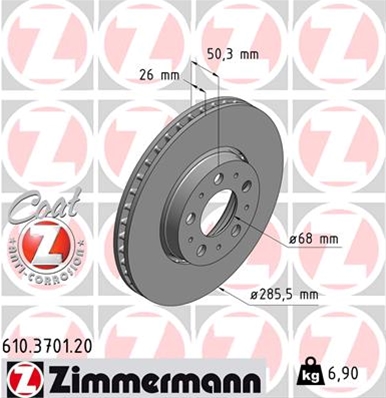 ## DISC FRANA (LIVRABIL NUMAI PERECHE): ZIMMERMANN - 610.3701.20