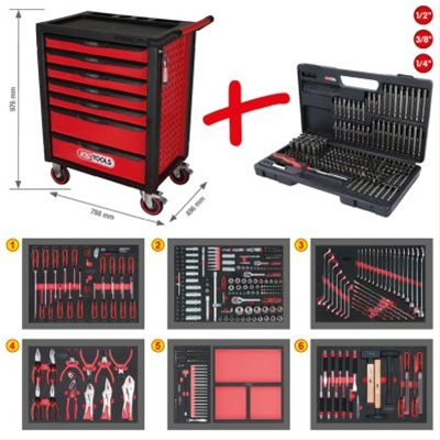 *FD CARUCIOR DE ATELIER RACINGLINE NEGRU/ROSU 7 SERTARE 598 UNELTE: KS TOOLS - 826.7598