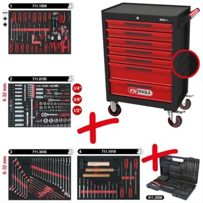*FD CARUCIOR DE ATELIER ECOLINE NEGRU/ROSU 7 SERTARE SI 515 UNELTE: KS TOOLS - 897.7515