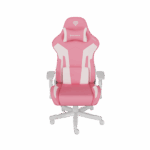 Scaun gaming Genesis Nitro 710, material piele ecologica, reglabil pe inaltime, greutate maxima suportata 150 kg, inaltime scaun reglabil 47.5 - 54.5 cm, spatar ajustabil 135°, dimensiuni roti 60mm,  echipat cu piston cu gaz clasa 4, manere 2D, roz/alb