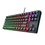 Tastatura gaming mecanica cu fir Trust GXT 864 Cada TKL, iluminare, swithc tactile Huano, numar taste 87, negru