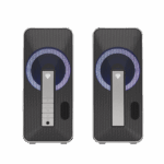 Sistem audio Genesis HELIUM 100BT 2.0, putere maxima RMS 10 W, iluminare RGB, material ABS, metal, conectivitate mini jack, bluetooth 5.0, negru