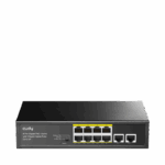 CUDY Switch Unmanaged PoE+, 8x porturi RJ-45 10/100/1000M PSE +2x porturi RJ45 10/100/1000 Uplink, VLAN ON/OFF, Extend ON/OFF, Watchdog ON/OFF，,standard 802.3af/at, Aternative 1/2(+),3/6(-), Rack-mountable Steel Case, sursa interna de 120W