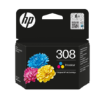 HP 308 Tri-color Original Ink Cartridge. Colour ink type: Dye-based ink, Cartridge capacity: Standard Yield, Supply type: Combo pack, Colour ink page yield: 120 pages, Printing colours: Cyan, Magenta, Yellow, Quantity per pack: 1 pc(s)