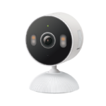 Indoor/Outdoor Home Security Wi-Fi Camera SPEC: 2K (2304x1296), 2.4 GHz FEATURE: Smart Detection and Notifications (motion, people, baby crying), Sound and Light Alarm, Remote Control, Two-Way Audio, Voice Control (Works with Google Assistant, Alexa, and Samsung SmartThings), Local Storage through