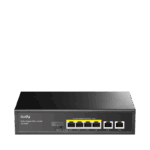 CUDY 6-Port 10/100/1000M PoE+ Switch, 4-Port 10/100/1000 BASE-T Gigabit PoE+ ports, 2-Port 10/100/1000 BASE-T Gigabit Uplink ports,  802.3at/af, VLAN mode support for port #1 ~ #4, Extend mode support for port #3 ~ # 4, Fanless, ±4KV Surge Protection,Watchdog, 65W internal