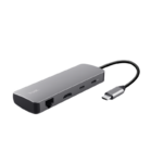 Adaptor Trust Dalyx 8 in 1, USB 3.2 gen 1, 2.0, lungime cablu 15cm, port Ethernet, gri