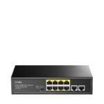 CUDY 8-Port 10/100M PSE RJ-45  +2 RJ45 10/100/1000M Uplink Port Unmanaged PoE+ Switch,CCTV/VLAN/Watchdog ON/OFF Switch(New version), long distance:250M at CCTV mode. Support PD Alive Function, ±4 KV Surge Protection,  802.3af/at standard,  Alternative 1/2(+),3/6(-), Steel Case,Watchdog, 120W