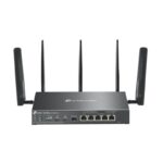 Omada 4G+ Cat6 AX3000 Gigabit VPN Gateway with 4-Port PoE+ PORT: 1× Gigabit SFP WAN/LAN Port, 1× Gigabit RJ45 WAN Port, 4× Gigabit WAN/LAN RJ45 Ports, 2 Nano SIM slot (4G+ Cat6) SPEC: 802.3 at/af, 4 Ports with 45W PoE Power, Desktop & Wall-mount Steel Case SPEED: 574Mbps at 2.4