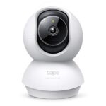 Pan/Tilt AI Home Security Wi-Fi Camera SPEC: 3K 5MP (2880×1620), 2.4 GHz, Horizontal 360º FEATURE: Pan/Tilt, Smart AI Detection and Notifications (motion, people, pets, cars, baby crying, abnormal sound), AI Smart Tracking, Sound and Light Alarm, Remote Control, Two-Way Audio, Voice Control (Works