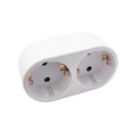 Dublu Stecher Spacer, Schuko, max 3500W, 16A, protectie copii, 2 prize Schuko, 1 stecher Schuko