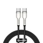 Cablu alimentare si date Baseus Tungsten Gold, Fast Charging, USB Type-C la USB Type-C 100W, brodat, lungime 2m, negru