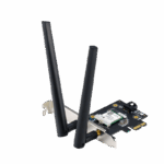 ASUS PCE-BE6500 Wifi  Bluetooth 5.4, WI-FI 7, 2.4GHz / 5GHz / 6GHz, greutate: 51.6G, 2 x Antene externe, PCI-Express x 1.