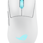 ASUS ROG Keris II Origin WHT. Form factor: Right-hand. Movement detection technology: Optical, Device interface: RF Wireless + Bluetooth + USB Type-A, Movement resolution: 42000 DPI, Buttons type: Pressed buttons, Buttons quantity: 6, Scroll type: Wheel. Illumination colour: Multi. Power source