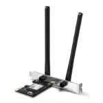 AX3000 Dual-Band Wi-Fi 6 Bluetooth PCI Express Adapter SPEED: 2402 Mbps at 5 GHz + 574 Mbps at 2.4 GHz SPEC: 2× High Gain Dual-Band External Antennas FEATURE: Wi-Fi 6, MU-MIMO, OFDMA, 1024 QAM, HE160, WPA3, Bluetooth 5.2"