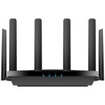 Router wireless Cudy P5, AX3000 dual-band Wi-Fi 6, procesor Qualcomm dual-core, 4 porturi Gigabit Ethernet, 4× antena mobila detasabila, 2× antena WiFi fixa, negru