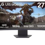 Monitor LG 27" 27GS60QC-B.AEUQ, Curvature: 1000R, Diagonal (inch): 27, Diagonal (cm): 68, Aspect ratio: 16:9, Panel: VA, Resolution: 2560x1440, Refresh Rate: 180Hz, Response time GtG: 1ms, Brightness (max): 300 cd/m², Contrast (static) : 3000:1, Viewing angle: 178/178, Color Gamut Type: sRGB, Color